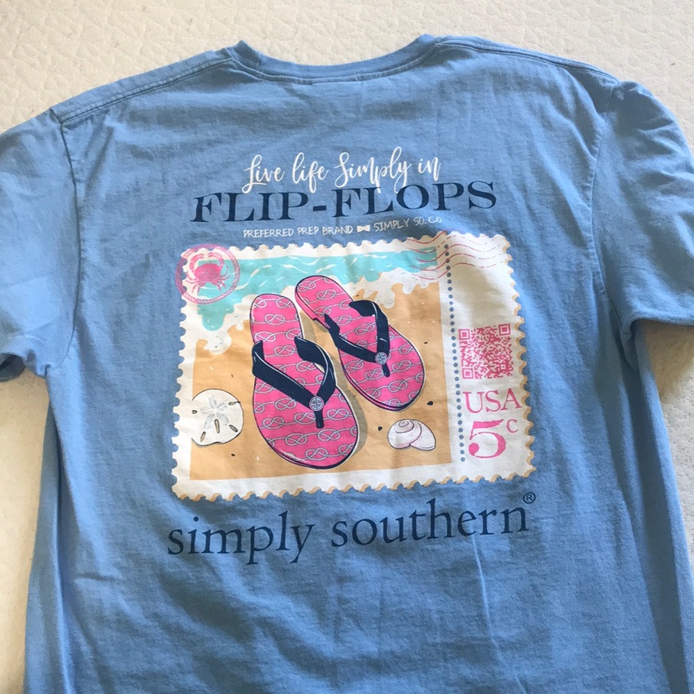 Simply Southern light blue flip flop tee